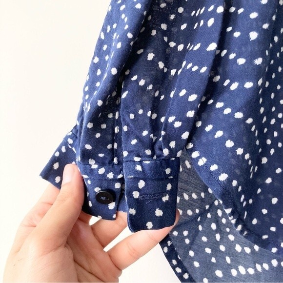 DVF Cotton Silk Polka Geometric Dot Button Up 4 - Picture 6 of 8